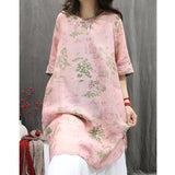 summer new literary printing light and loose large size personality Popular style casual versatile medium and long shirt women