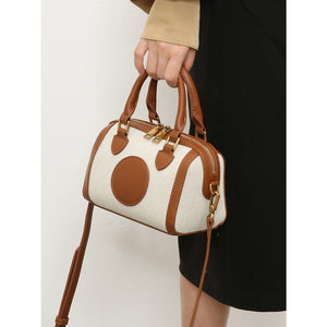 GOOSUDU 2025 Niche light luxury women's bag contrasting color wave canvas Boston pillow bag portable commuter women's bag single shoulder crossbody small bag women