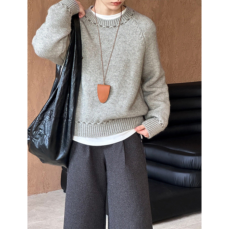 2025 popular autumn and winter new Korean version design round neck long sleeve loose versatile knitted sweater 1015-1