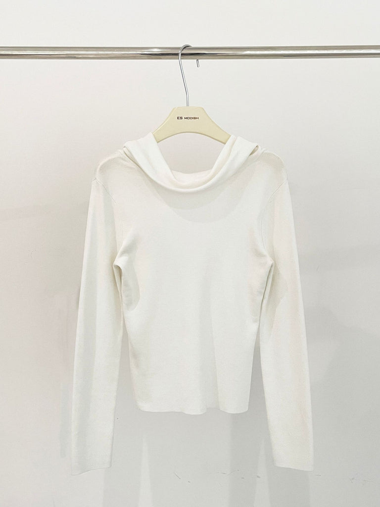 2025 ES MODISH spring new product girls must-have artifact slim and thin pile collar backless Tencel knitted sweater