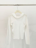 2025 ES MODISH spring new product girls must-have artifact slim and thin pile collar backless Tencel knitted sweater