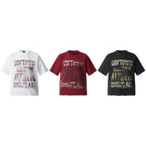 2025 F6612 2025n Street 2025 Summer Letter Bead Design Men's Loose Premium Crew Neck Short Sleeve T-Shirt