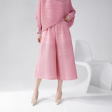 2025 large-size pants women's wide-leg pants drape high-end pleated summer thin loose seven-point casual pants women's
