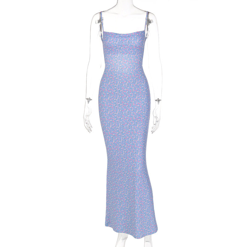 GOOSUDU 2025 spring ins style 2025 women's clothing new  sexy slim backless suspender floral dress women