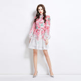 summer new  Popular trade  vacation watercolor flower print short dress