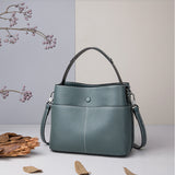 2025 The first layer of cowhide women's bag  new fashion versatile bucket bag genuine leather shoulder messenger bag women's bag one piece delivery