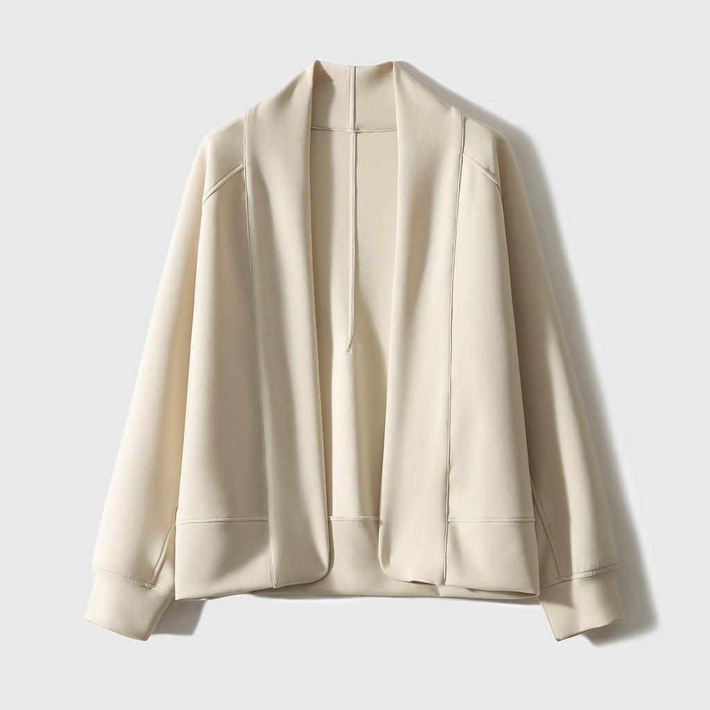 2025 Stand-cut silhouette air cotton short jacket, buckle-free open cotton elastic black and white, baseball jersey short spring women's clothing