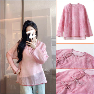 New Chinese style embroidered shirt base 2025 spring new breathable high-end temperament long-sleeved top M3070