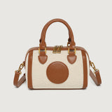 GOOSUDU 2025 Niche light luxury women's bag contrasting color wave canvas Boston pillow bag portable commuter women's bag single shoulder crossbody small bag women