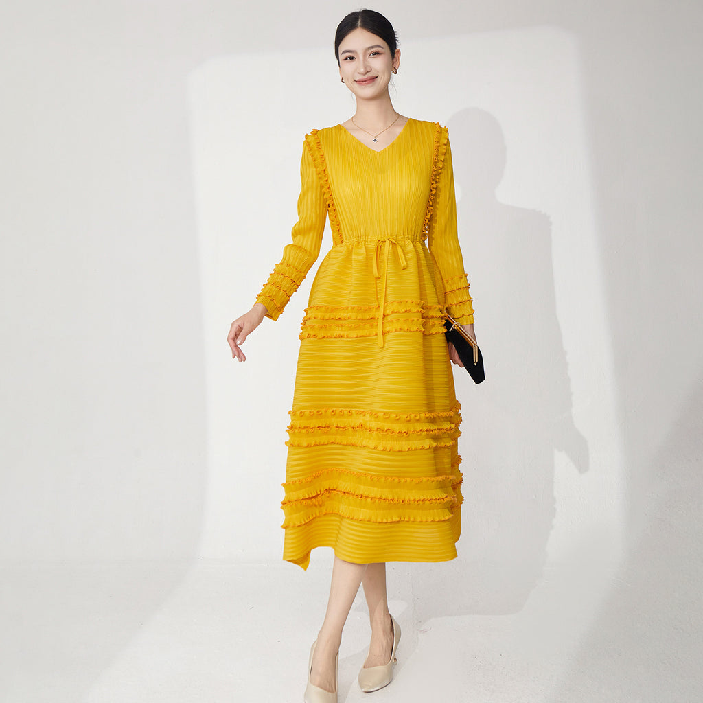 2025 Hot Trade  Dress Women's Summer High Temperament Design Loose Large Size Lace-up Skinny Fashion Long Skirt