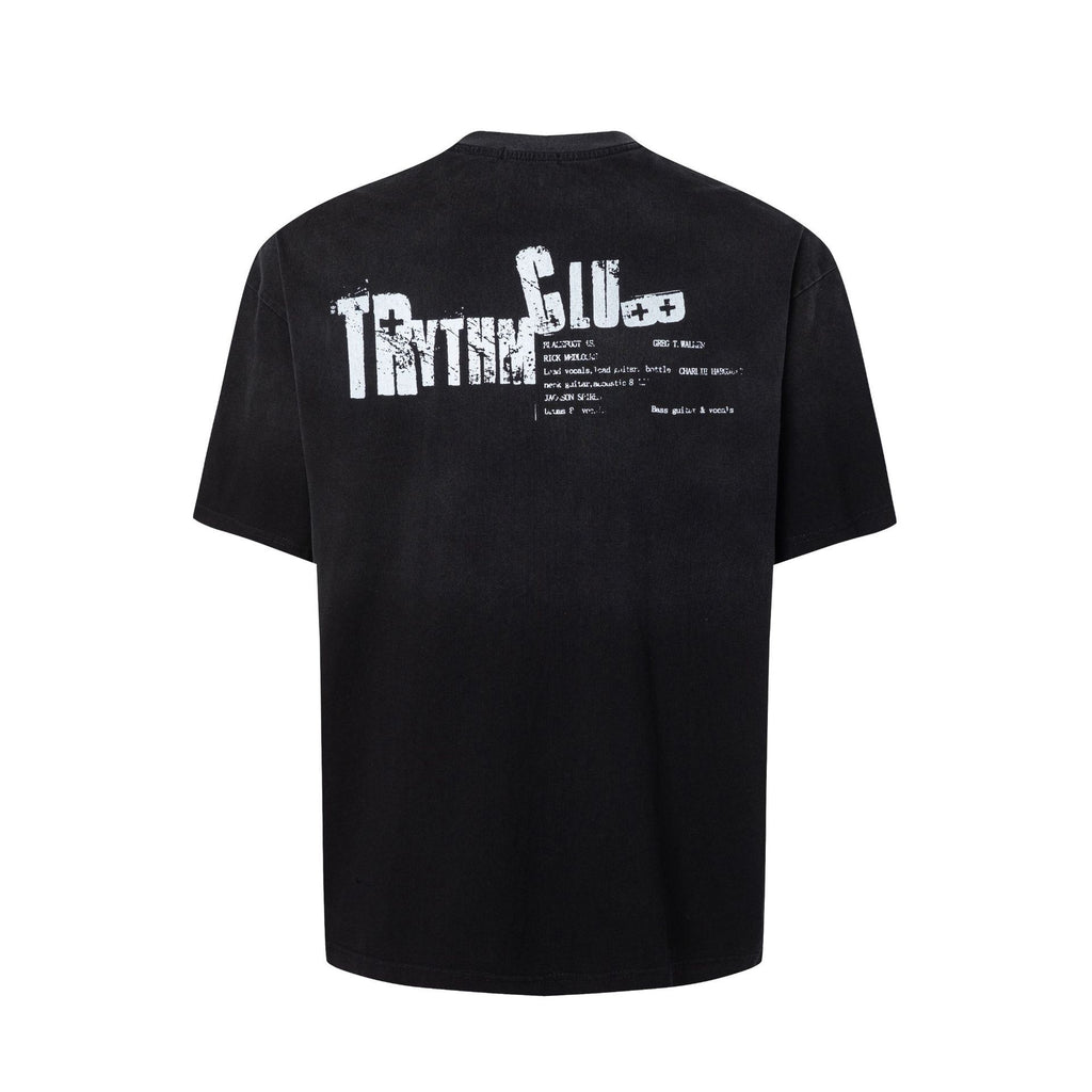 2025 27141 2025n Street 2025 Summer Character High Sense Small Collar Design Men's Loose and Old Short Sleeve T-Shirt