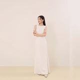 2025 White sleeveless backless beaded floor-mopping dress with graceful temperament Muse elegant white sleeveless dress bride