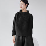 2025 Hot trade large-size women's top covers the stomach and looks thin, high-end  batman shirt pleated loose long-sleeved t-shirt women