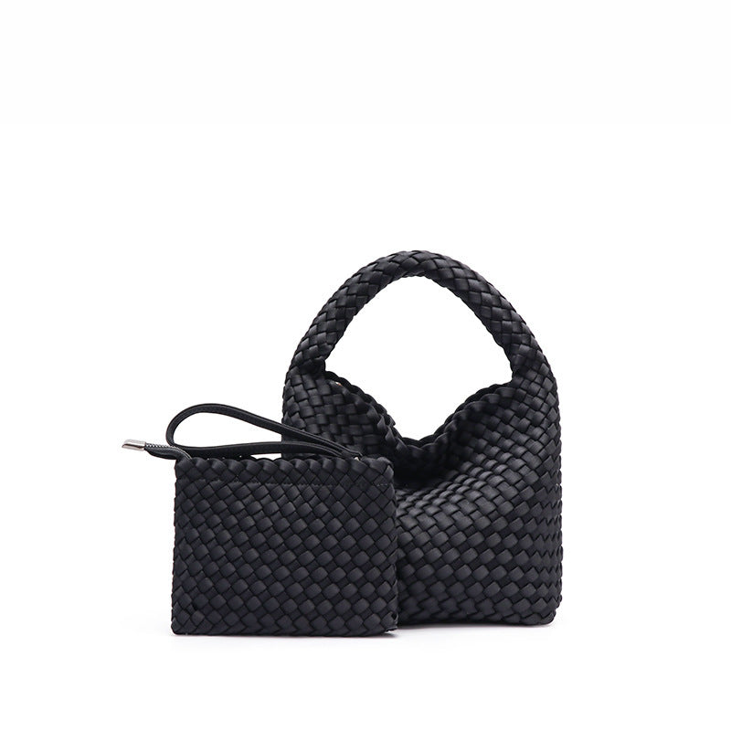 2025 New trendy retro child and mother bag New portable single shoulder diagonal span woven bag large capacity vegetable basket bucket bag