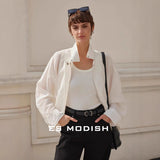 2025 ES MODISH spring new product solid color outdoor casual outer trench coat shirt versatile loose simple top women