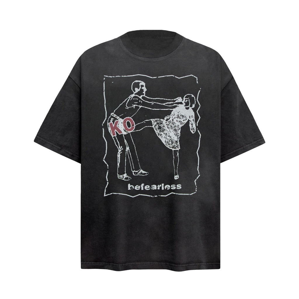 2025 6110 2025n Street 2025 Summer Painting Pattern Design Sense Men's Loose Premium Heavy Short Sleeve T-Shirt