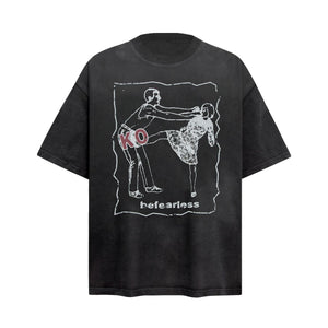 2025 6110 2025n Street 2025 Summer Painting Pattern Design Sense Men's Loose Premium Heavy Short Sleeve T-Shirt