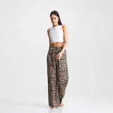 Popular, , New  summer new explosive leopard print casual wide-leg pants elastic waist woven trousers