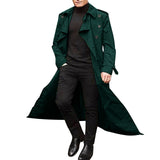 2025 men's medium and long trench coat  men's long trench coat fashion trench coat casual outer men's belt