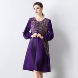 Temperament dress spring and autumn middle-aged mother spring dress new Popular style wedding banquet dress a word loose large size skirt