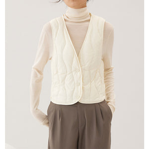 2025 Down jacket liner, women's coat with light and thin thermal vest inside, bottom close-fitting V-neck close-fitting vest wear