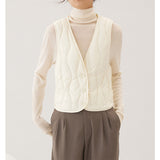 2025 Down jacket liner, women's coat with light and thin thermal vest inside, bottom close-fitting V-neck close-fitting vest wear