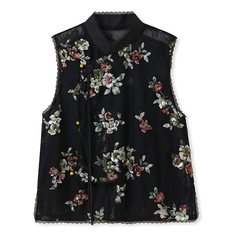Summer new trend national style embroidered vest 2025 new Chinese light luxury lace vest women N3063