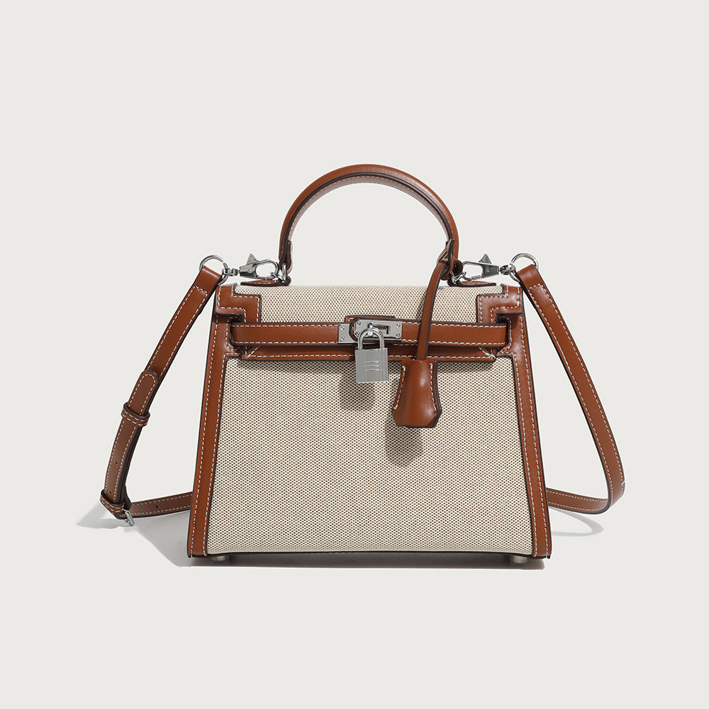 GOOSUDU 2025 New fashion classic splicing canvas second-generation Kelly bag high-end single shoulder oblique span portable women's bag New explosion