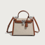 GOOSUDU 2025 New fashion classic splicing canvas second-generation Kelly bag high-end single shoulder oblique span portable women's bag New explosion