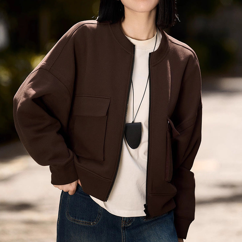 2025 Thin velvet tooling style baseball jacket, high-end 3-color casual jacket top women's clothing  spring and autumn new versatile