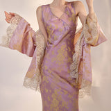 New national style new Chinese silk dress women's niche design temperament high-end V-neck long dress M5083