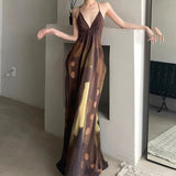 2025 Spring and summer popular new fashion temperament thin cold elegant ink Dunhuang suspender casual dress