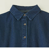 First-line brand withdrawal tail goods retro a-word denim dress thin loose short-sleeved shirt medium and long skirt