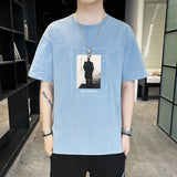 GOOSUDU Short Sleeve T-shirt Men's Cotton Half Sleeve Summer Loose All-Matching Men's Clothing Crew Neck T-shirt Trendy Tops T-shirt Student