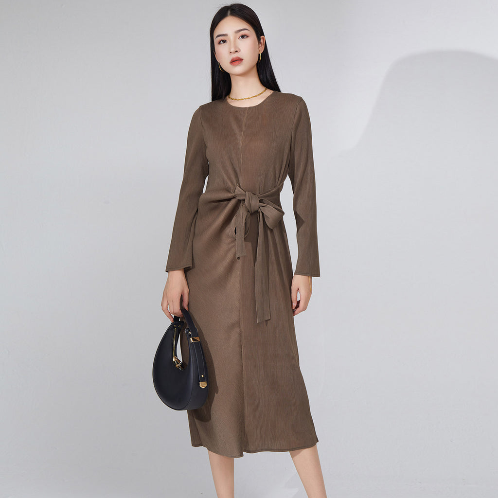 2025 High-end temperament skirt women's clothing spring and autumn new design pleated dress women's medium and long high-end