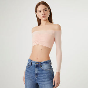 GOOSUDU 2025 AC008 summer New   independent station popular women's clothing one-word collar perspective chest wrap short top