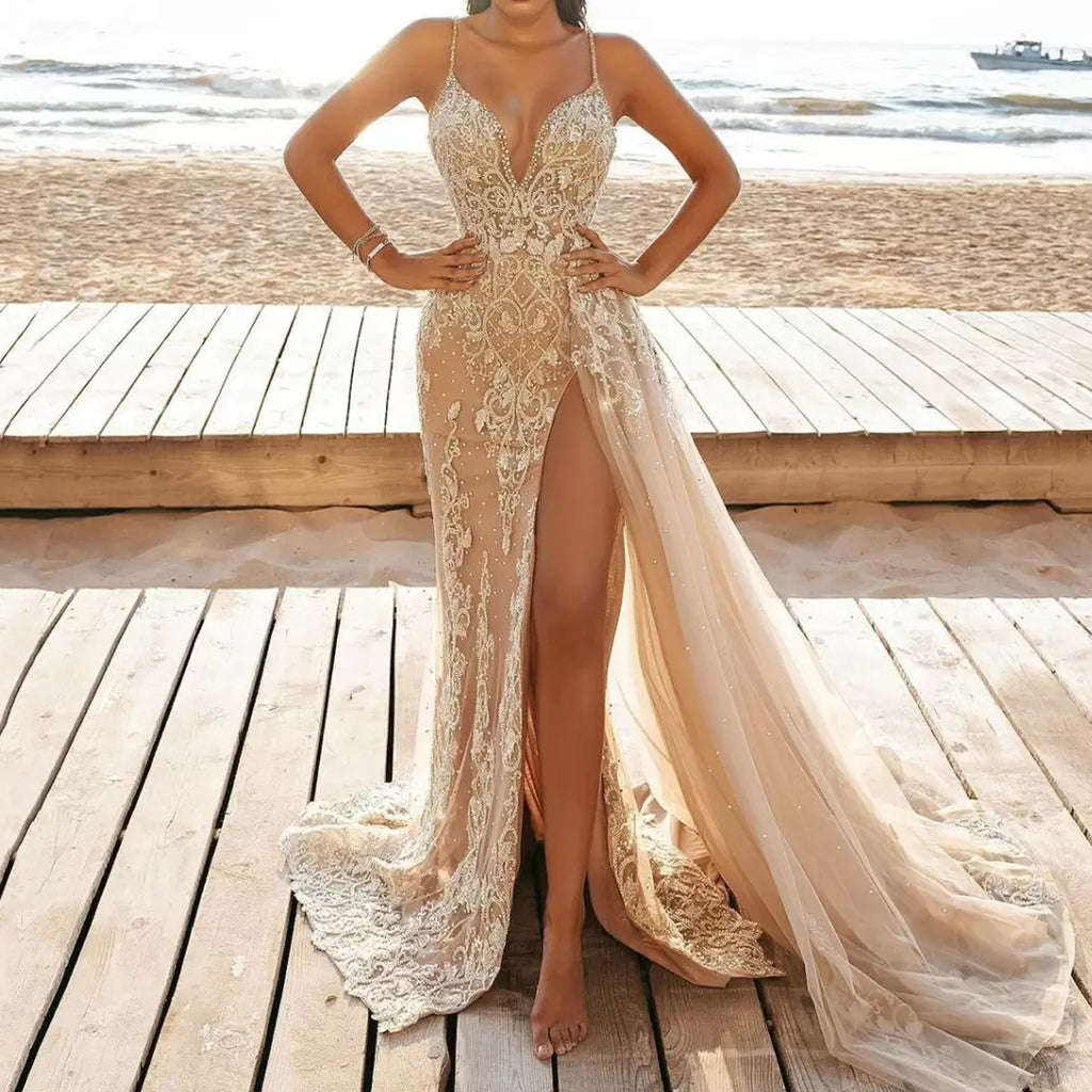 2025Customized  Spring Popular, ,  Hot Trade New Women's Dress Suspender Sleeveless Lace Hollow Dress Customized
