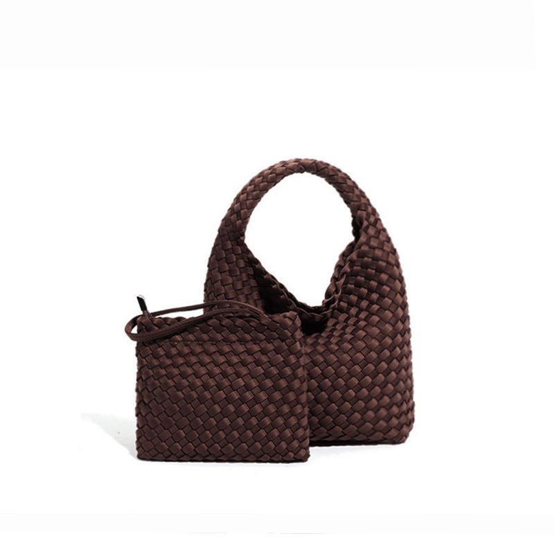 2025 New trendy retro child and mother bag New portable single shoulder diagonal span woven bag large capacity vegetable basket bucket bag