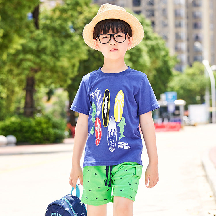 Boys' T-shirt Short Sleeve Suit  New Summer Clothes Children's Little Kids' Two-Piece Suit Children's Clothing Trendy Summer