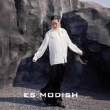 2025 ES MODISH Spring New Product National Style Niche Button Loose Casual Girls Long Sleeve Shirt (with Collar Rope)