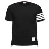 GOOSUDU TB Yarn-Dyed Four-Bar Stripes Fashion Brand Half Sleeve Cotton Summer round Neck Short Sleeves T-shirt Men's Casual All-Match Fashion