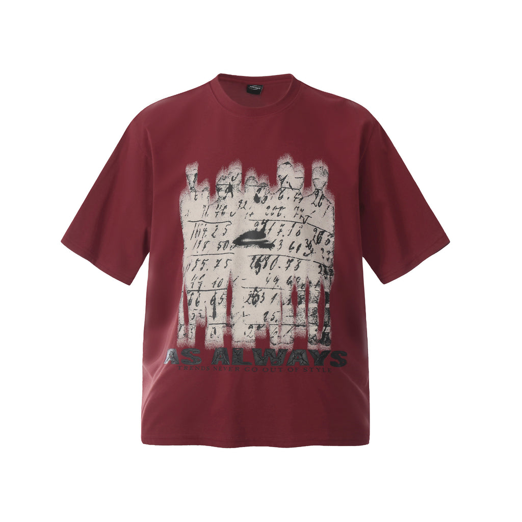 2025 F6613 2025n Street 2025 Summer Painting Shadow Design Sense Men's Loose Premium Crew Neck Short Sleeve T-Shirt