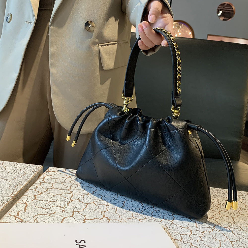 GOOSUDU 2025 UR niche design handbag bag spring women's versatile daily fashion high-end drawstring pleated handbag