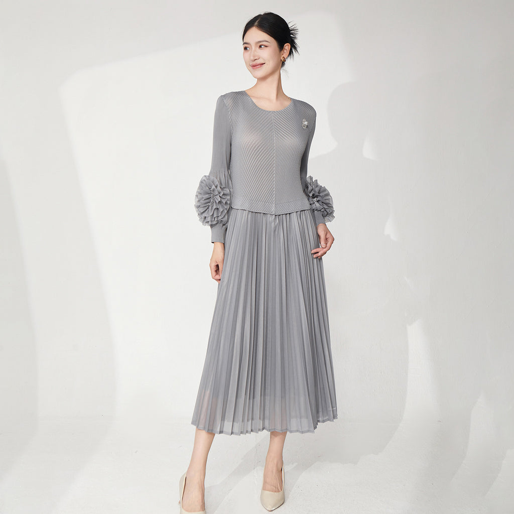 2025 2025 summer dress high-end sense small temperament small fragrant style a-word skirt waist thin versatile pleated skirt