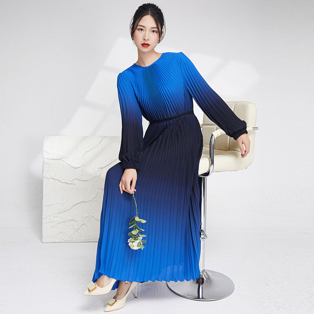 2025 2025 New Popular trade gradual change dress fashion women's loose lace-up thin temperament elegant dress long dress women
