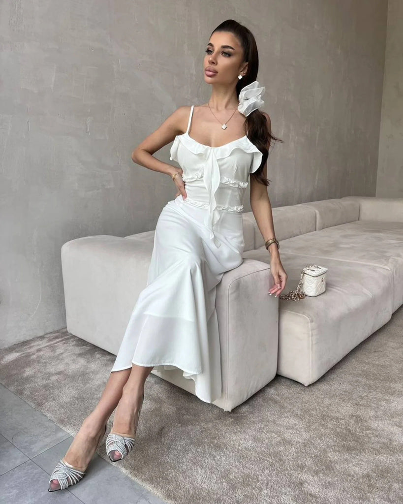 Spice Girls  Summer New Fairy Wind Fungus Edge Suspender  Pure Desire Dress ins Wind