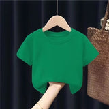 Summer Boys' Half Sleeve T-shirt Kindergarten Primary School Children's Solid Color Short-Sleeved Shirt Children's Summer Bottoming Shirt
