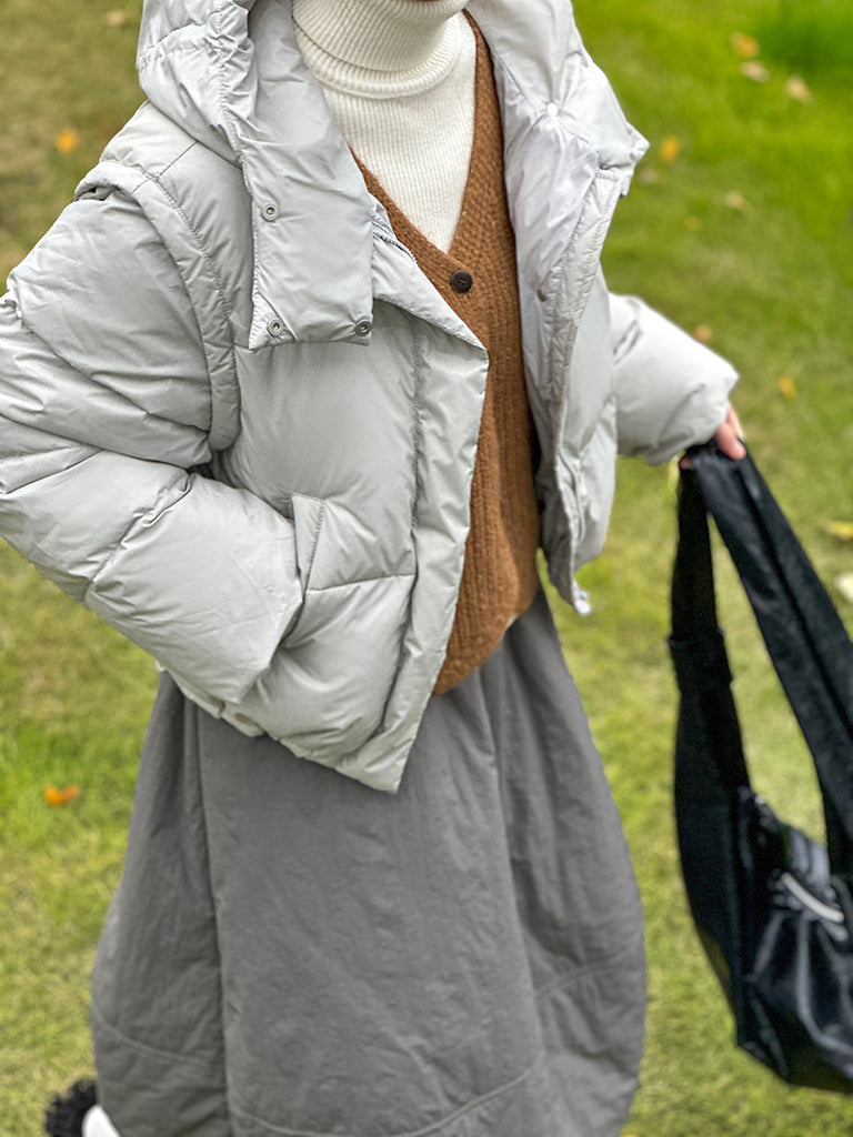 2025 popular winter new jacket minimalist Korean versatile age-reducing hooded white duck down jacket 58209
