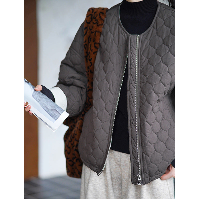 2025 popular autumn new jacket high-end rhombus plaid loose simple versatile cotton clothes 9977-1