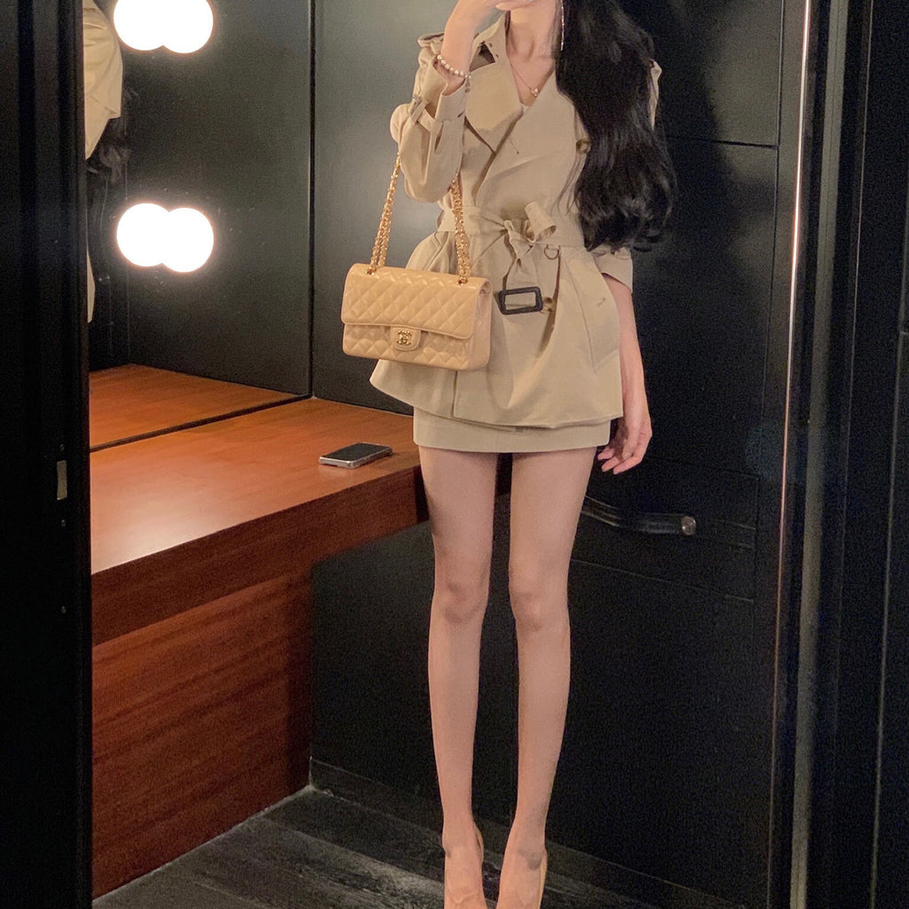 2025 popular autumn new classic senior commuter casual loose lazy style khaki long waist trench coat